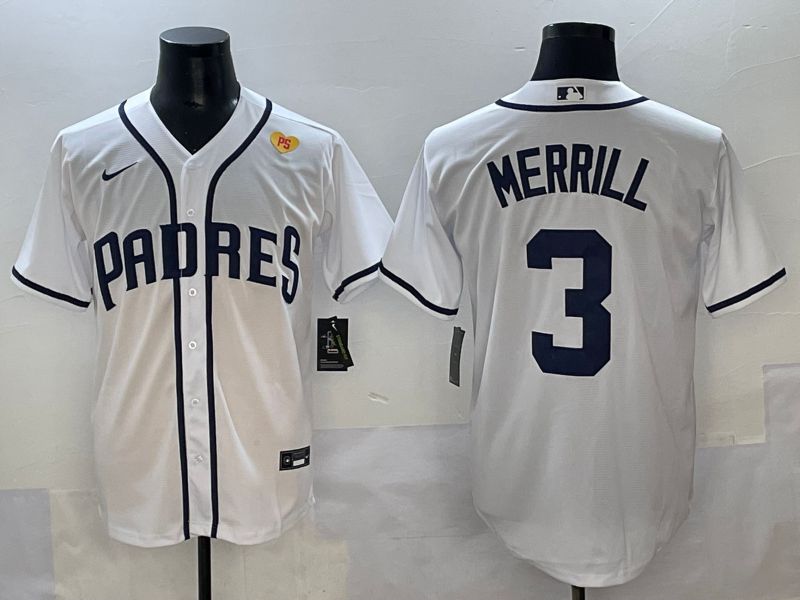 Men 2025 San Diego Padres #3 Merrill White Game Nike MLB Jersey style 7